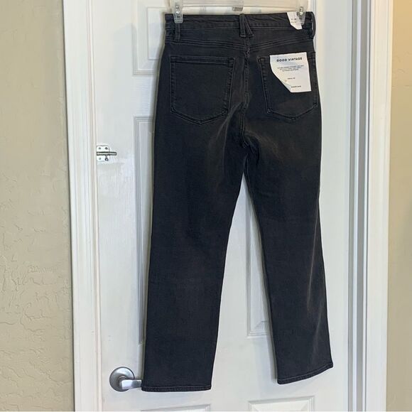 Good American Good Vintage Fold Over Waist Black Jeans Size 10 - Picture 4 of 13